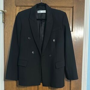 Zara Black Double-Breasted Blazer